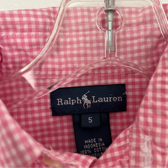Ralph Lauren Boys Button Down 5 Pink Check Gingham Easter Preppy Church - Picture 3 of 4